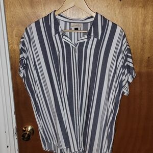 Striped Blue and White Button-Up Shirt